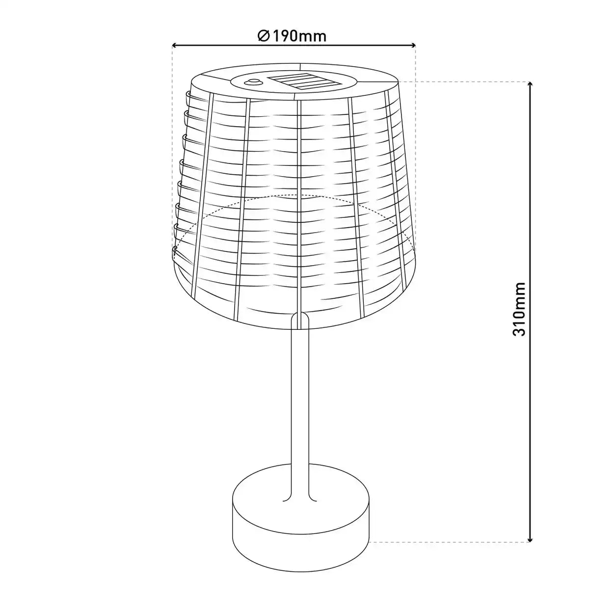 Solar-Tisch-Leuchte Rattan "Rada" in braun, mit Dämmerungssensor, warmweiß, 31 cm hoch, für den Außenbereich
