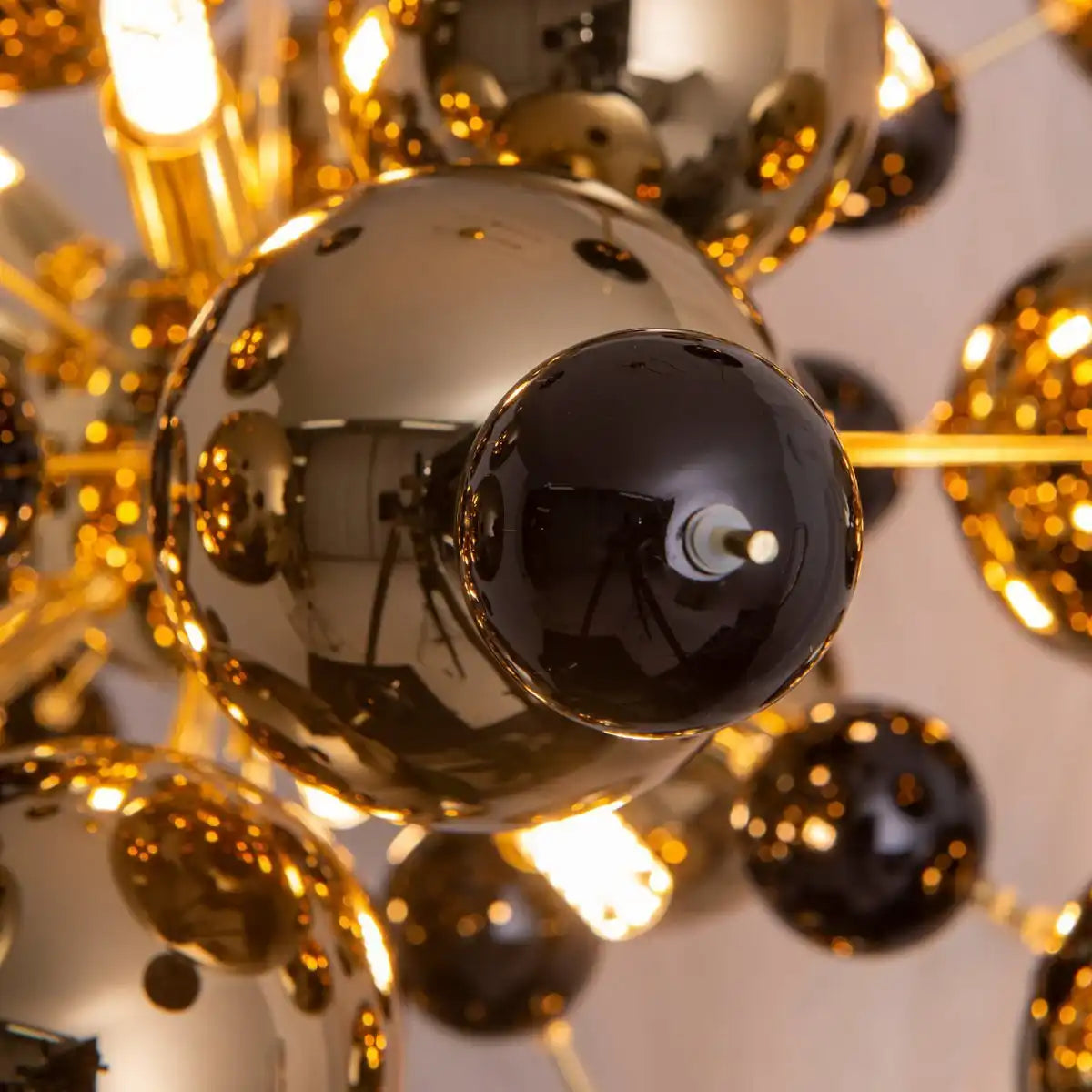 Pendelleuchte "EXPLOSION" Gold aus Metall und Glas, G9 Fassungen, Hängelampe für Esszimmer, Wohnzimmer, Diele oder Büro, Øca. 65 cm