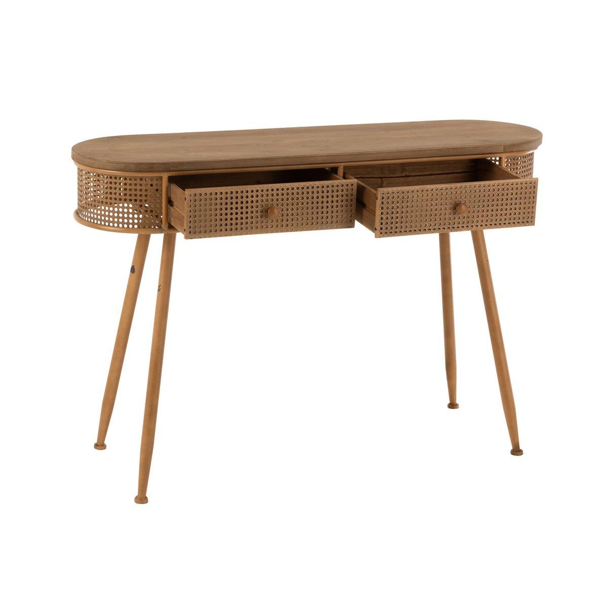 J-Line Konsole 2 Schubladen Metall/Holz Braun