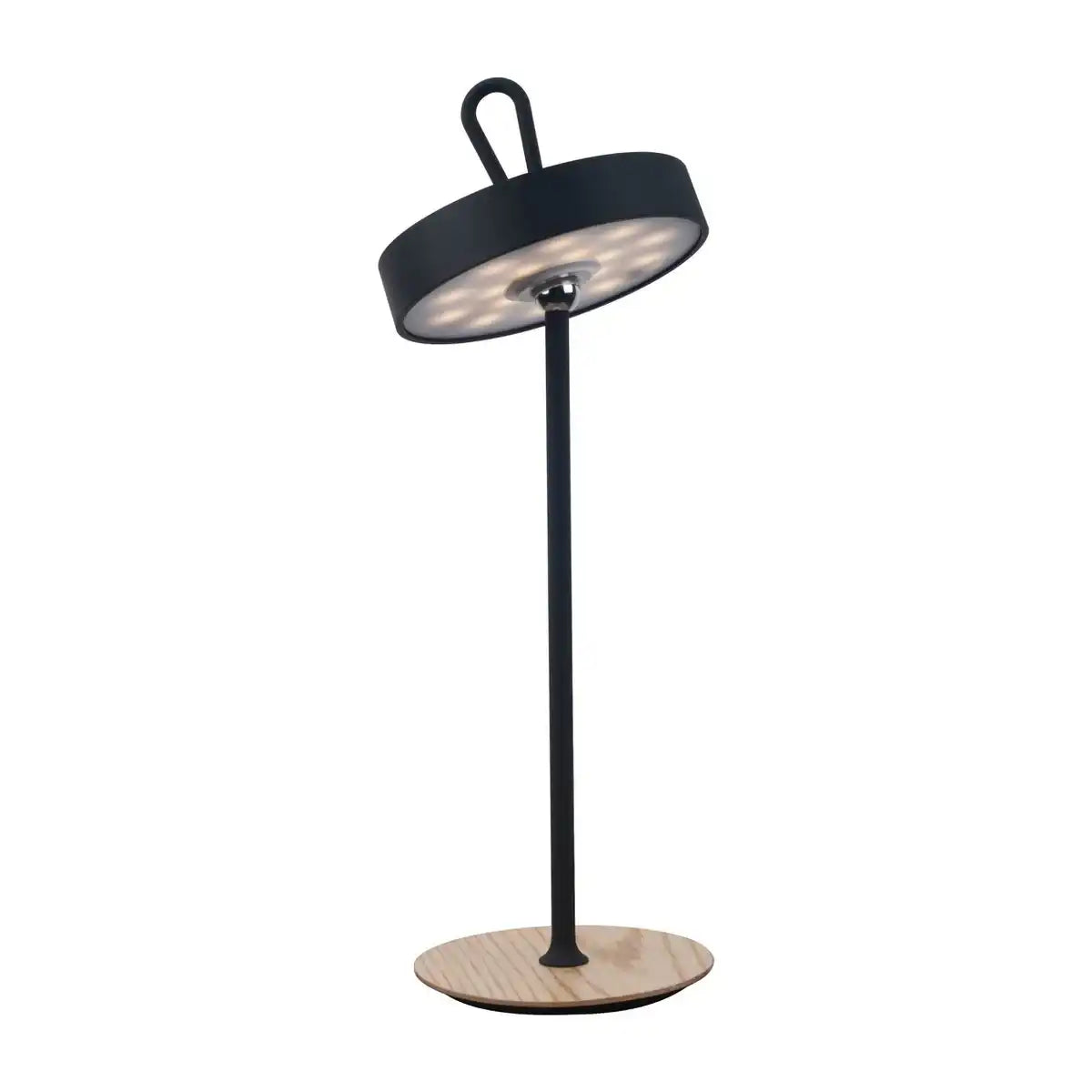 LED-Akku-Tischleuchte magnetisch für Außen und Innen, aus Metall und Kunststoff in Schwarz , 36 cm hoch
