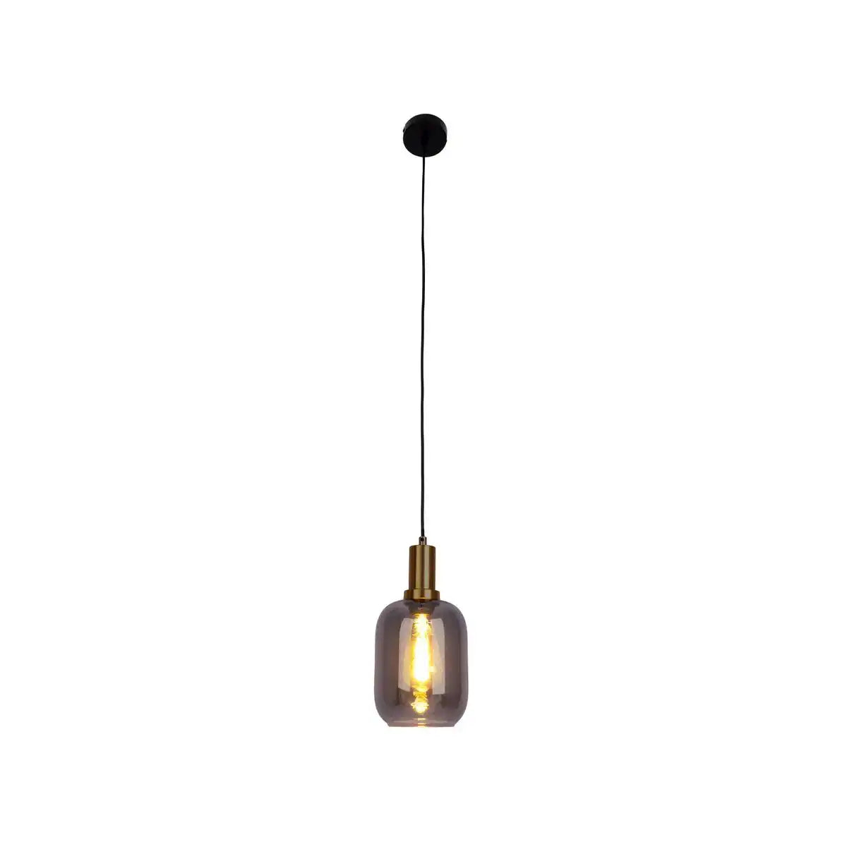 1er Pendelleuchte "FUMO", Pendellampe aus Metall und Glas in Schwarz, mit E14-Fassung, für Esszimmer, Wohnzimmer, Diele oder Büro, Hängelampe 150 x 20 cm