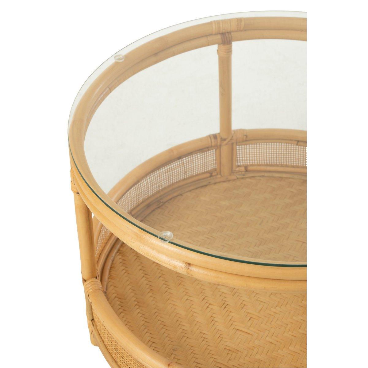 J-Line Couchtisch Jovelyne – Rattan/Glas – Natur