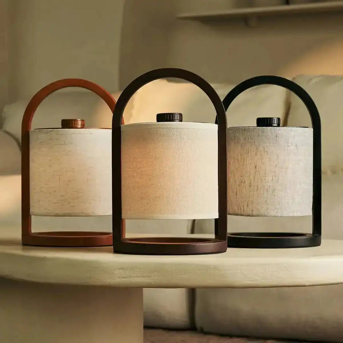Flussschwarz & grau Holz wiederaufladbare Lampe - dimmbares und schnurloses Licht