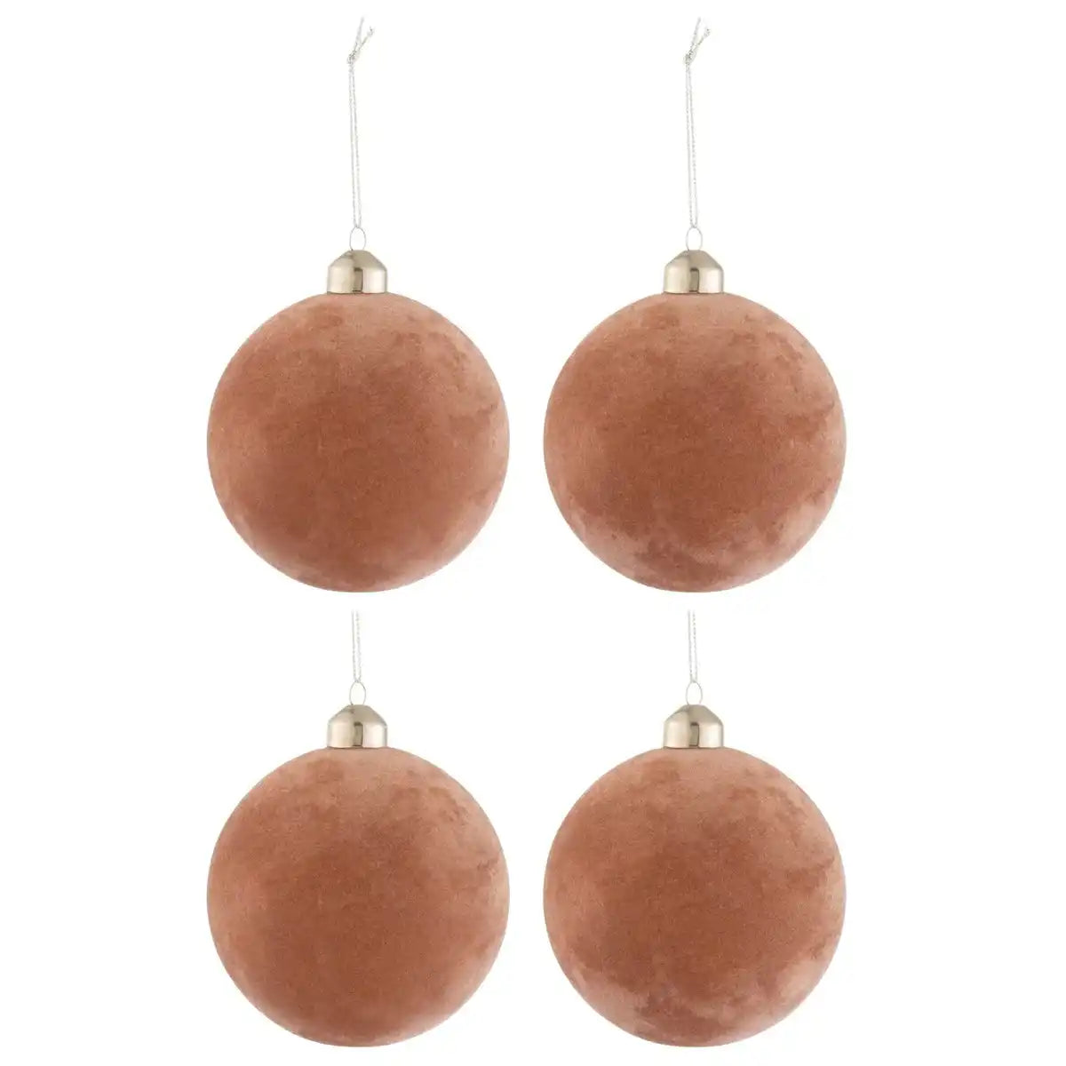 J-Line Weihnachtskugel – Samt/Glas – altrosa – mittel – 4er-Box
