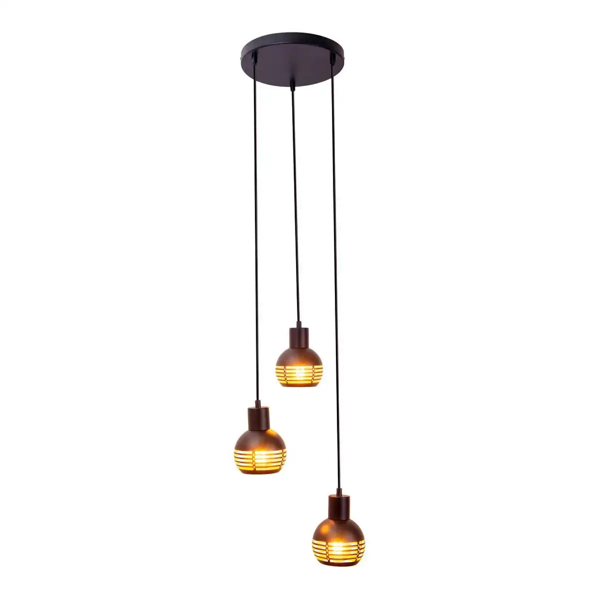 3er Pendelleuchte "CASCO" Hängelampe aus Metall in Schwarz, und Gold, mit E27-Fassungen. Stilvolle Beleuchtung für Wohnzimmer, Esszimmer oder Küche.