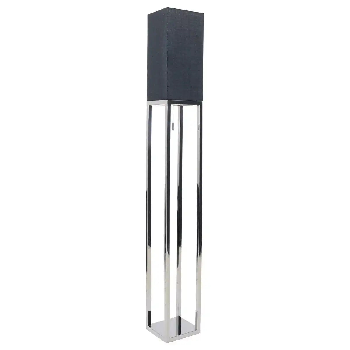 Stehleuchte "ALFA", moderne Stehlampe aus Metall und Textil in Chrom/Dunkelgrau, mit E27-Fassung, 150,5 cm hoch, schicke Lampe für Diele, Wohnzimmer und Büro