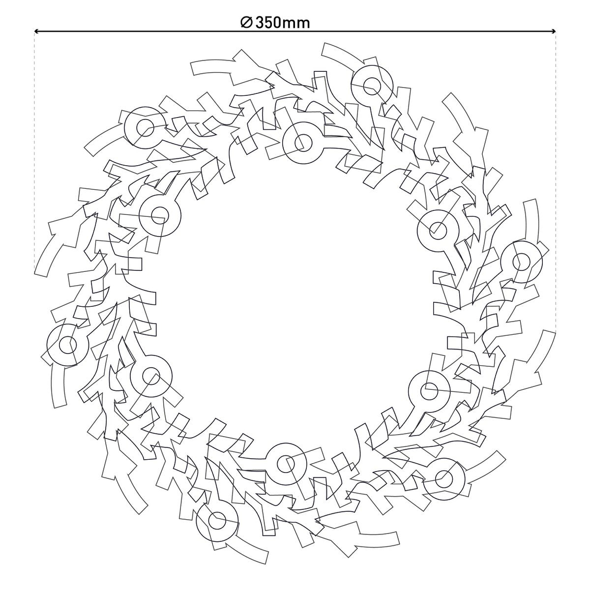 LED-Weihnachtskranz "NOEL" Außen-Deko aus Metall und Kunststoff in Grün und Gold, mit fest verbauten LEDs