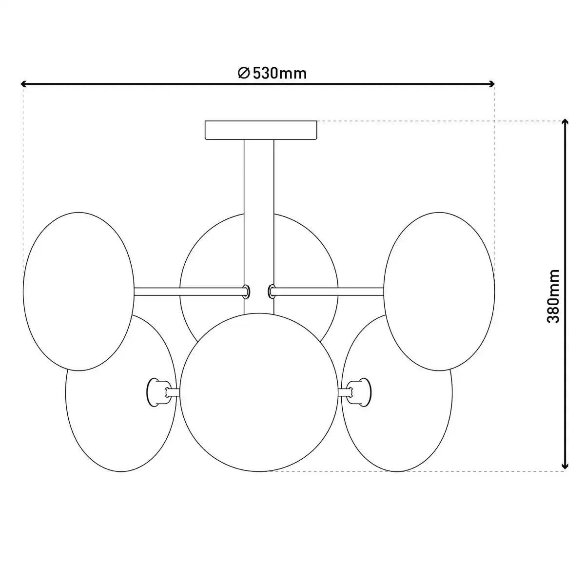 Deckenleuchte "ORION" smoky, Ø ca. 53 cm, aus chromfarbenem, rostfreiem Stahl und Rauchglas, G9-Sockel, Beleuchtung für Wohnzimmer, Esszimmer oder Büro.