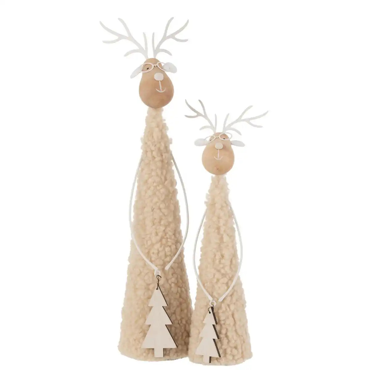J -Line Figur Rentier -Deko Teddy - Metall/Holz - Beige/Naturel - groß