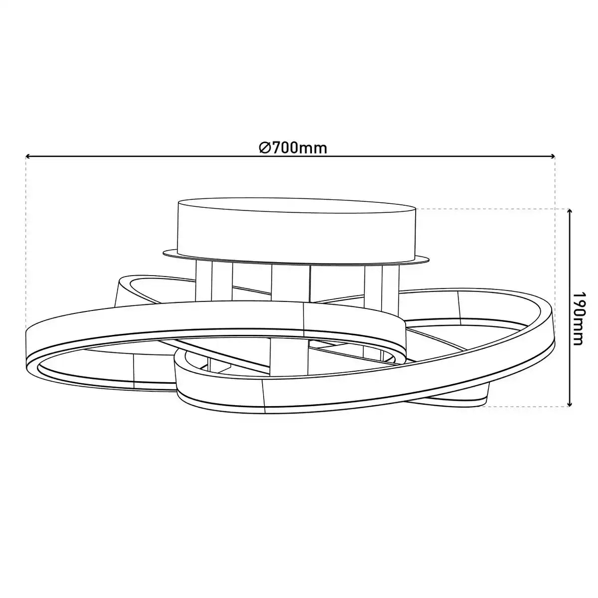 Smart Home LED Deckenleuchte "DIVORA" Ø 70 cm, Deckenlampe aus Metall, Aluminium gebürstet und weißem Kunststoff, mit vielen Funktionen, fest verbauten LEDs, Beleuchtung für Wohnzimmer, Esszimmer Büro oder Diele