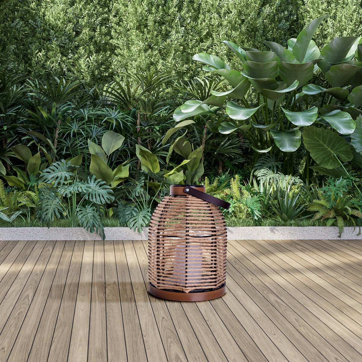 LED Solarleuchte "Korbinian" für Garten und Terrasse, Dekolampe aus Metall mit Jutebespannung in natur, fest verbaute LEDs, Solarlampe für Außen 29 x 21 cm