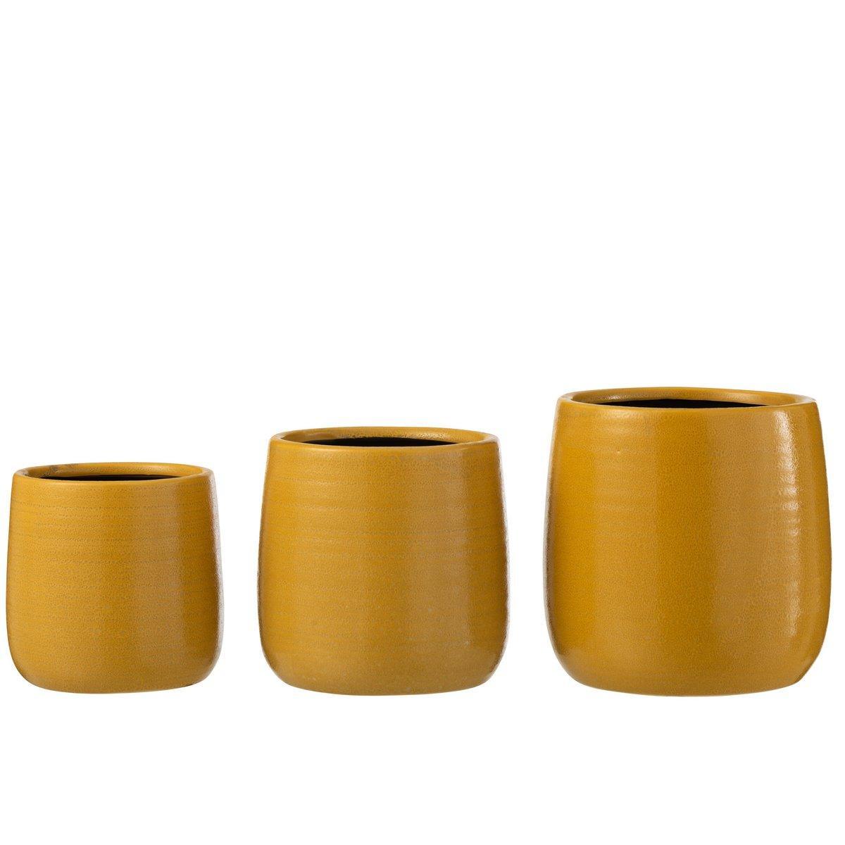 J-Line Blumentopf Plain – Keramik – Ocker – groß – Ø 16,50 cm