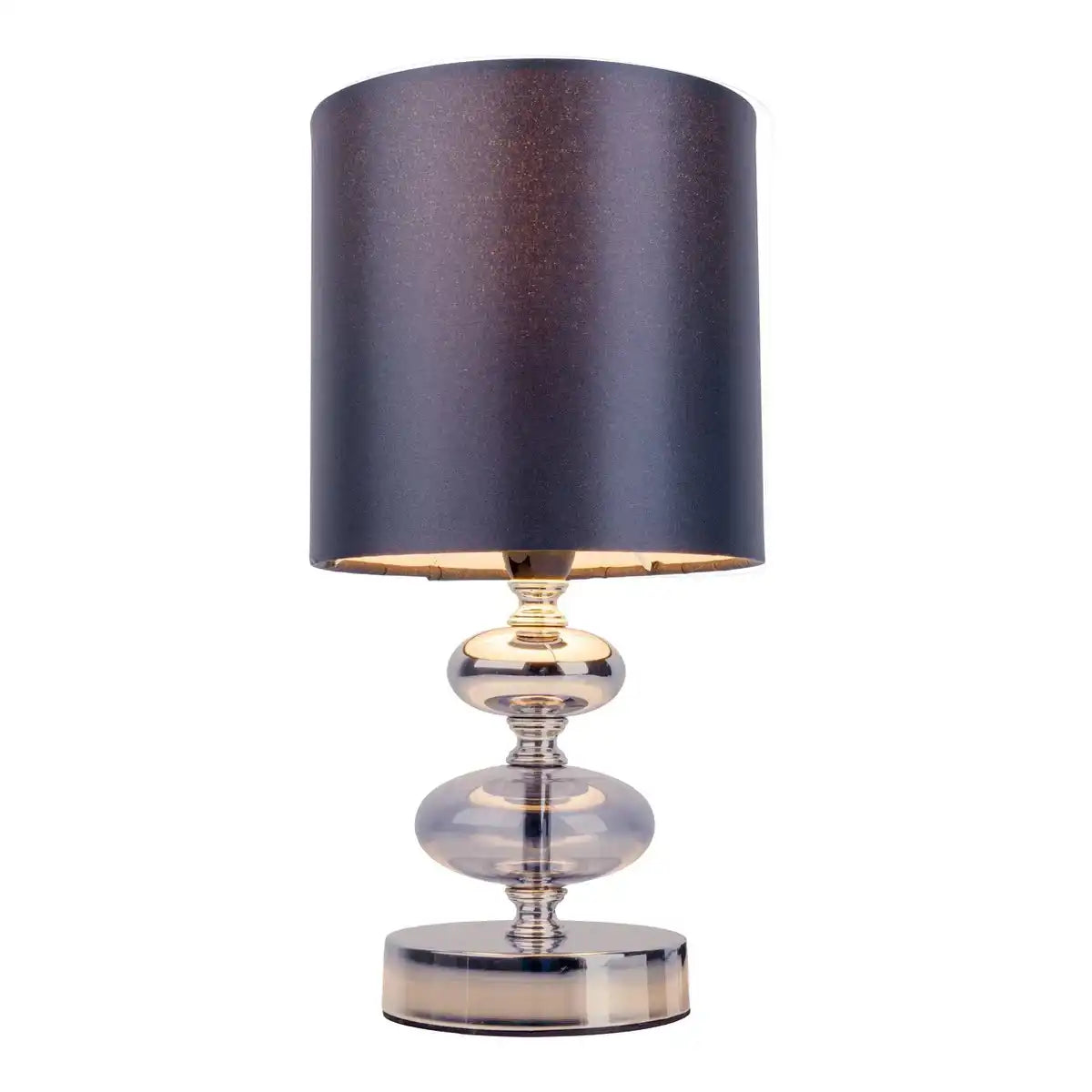 Stoff, Tischleuchte "MALI", Tischleuchte, Textil in Schwarz,, mit E14-Fassung, für Esszimmer, Wohnzimmer, Diele oder Büro, Tischlampe für Wohnzimmer oder Esszimmer, Nachttischlampe 28,5 cm hoch
