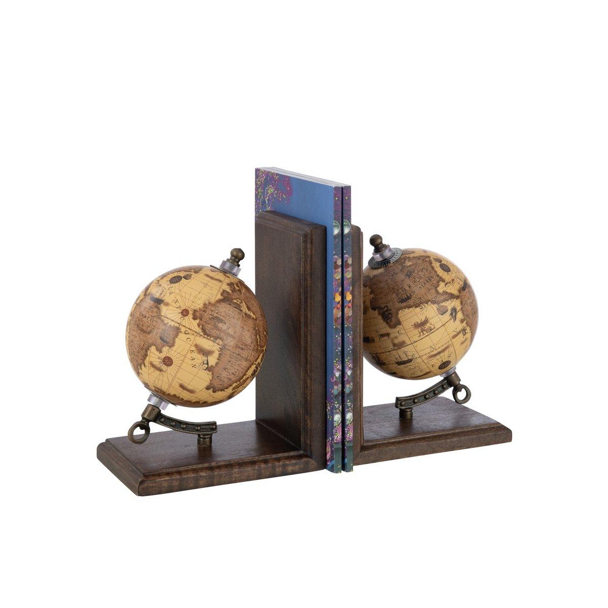 Globus Buchstütze Weltkugel Holz Orange/Braun