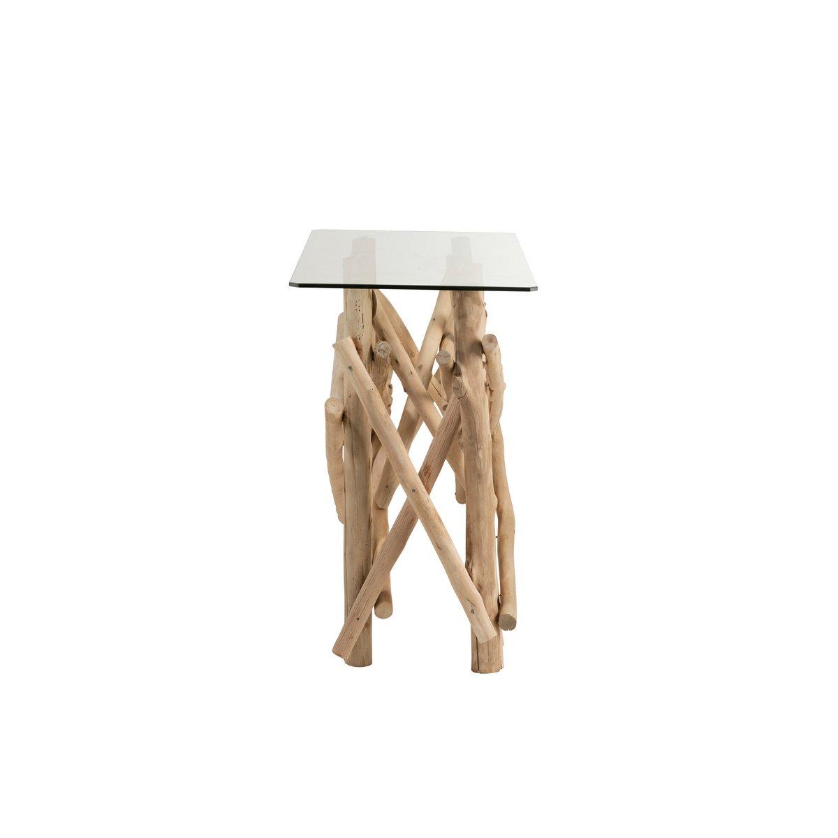 J-Line Konsole, rechteckig, Zweige, Holz/Glas, natürlich
