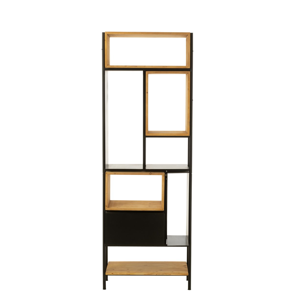 J-Line Regal Tina Holz/Eisen Schwarz/Natur Klein