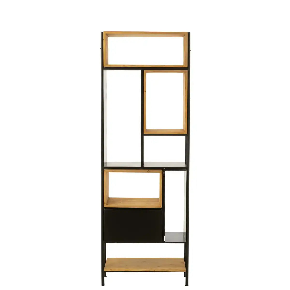 J-Line Regal Tina Holz/Eisen Schwarz/Natur Klein