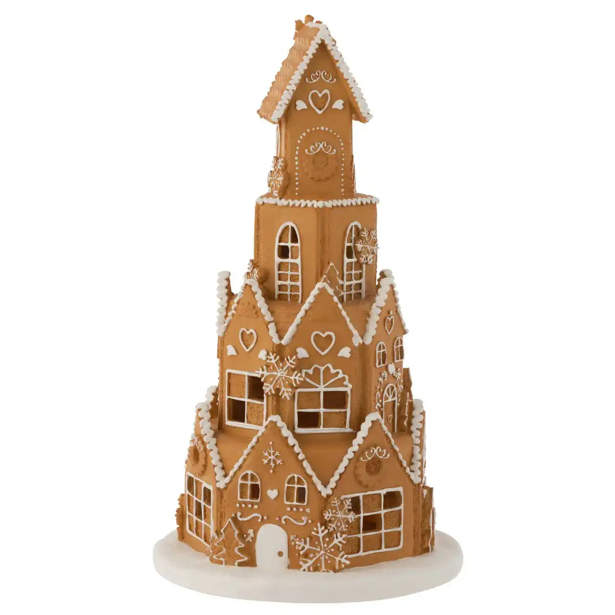 J -Line Decoration Peperkake House Tower - Plyresin - Brown - LED