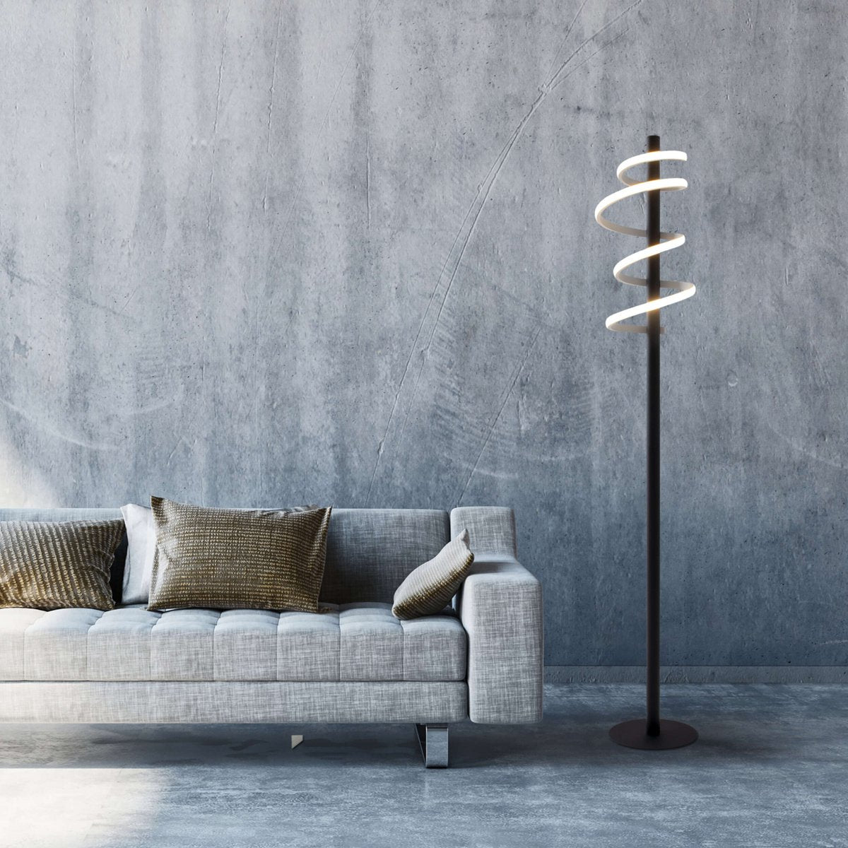 LED-Stehleuchte "BELLEZA", moderne Stehlampe aus Metall und Kunststoff in Schwarz, und Weiß, mit fest verbauten LEDs, 140 hoch, Beleuchtung für Wohnzimmer, Esszimmer, Schlafzimmer oder Büro.
