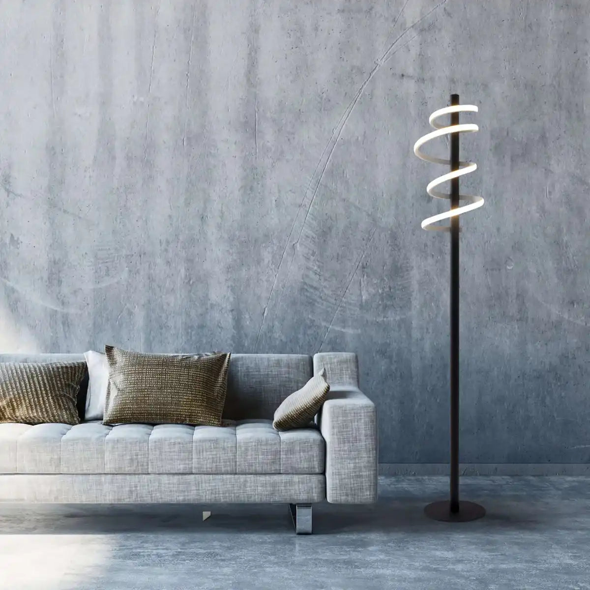 LED-Stehleuchte "BELLEZA", moderne Stehlampe aus Metall und Kunststoff in Schwarz, und Weiß, mit fest verbauten LEDs, 140 hoch, Beleuchtung für Wohnzimmer, Esszimmer, Schlafzimmer oder Büro.