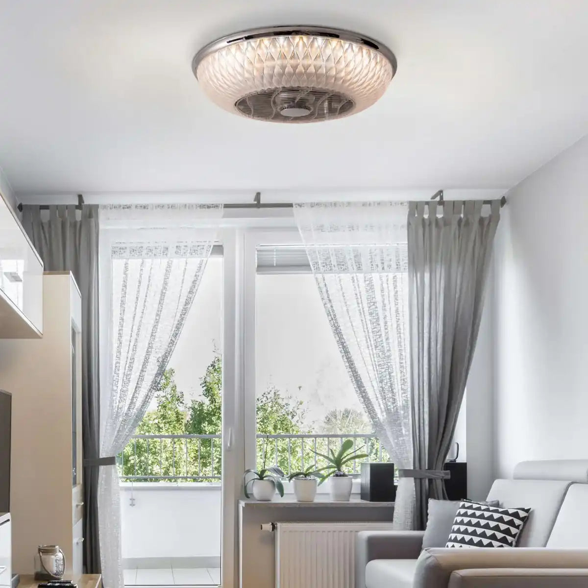 LED Deckenleuchte "VIENTO" mit Ventilator, aus Metall und Kunststoff, mit integrierten LEDs, Beleuchtung für Wohnräume oder Büro