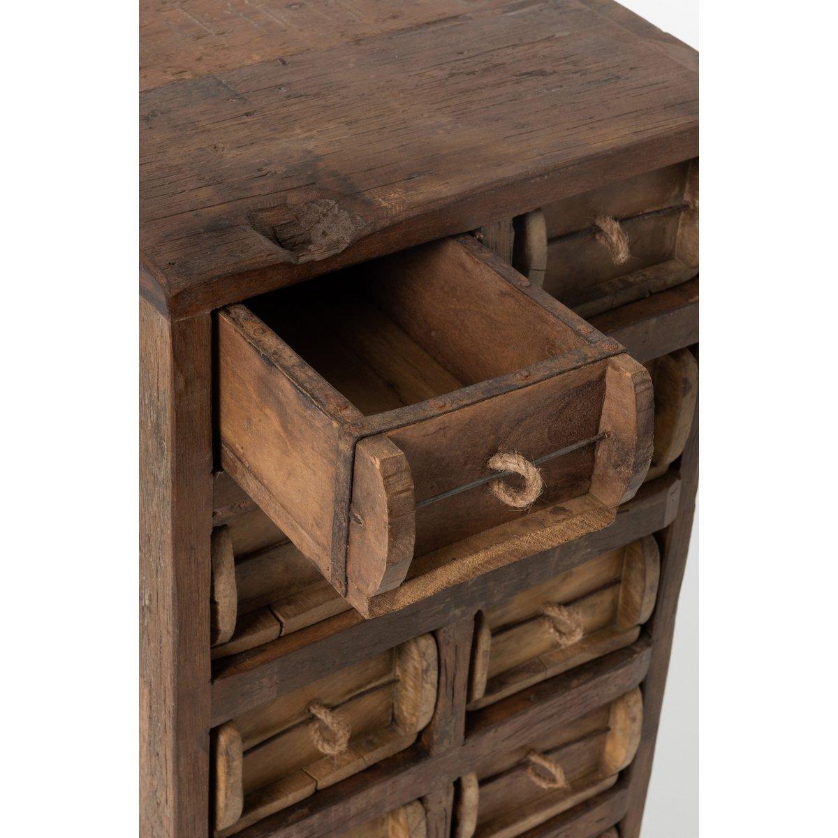 J-Line Schrank mit 12 Schubladen, Brut-Recyclingholz, Braun