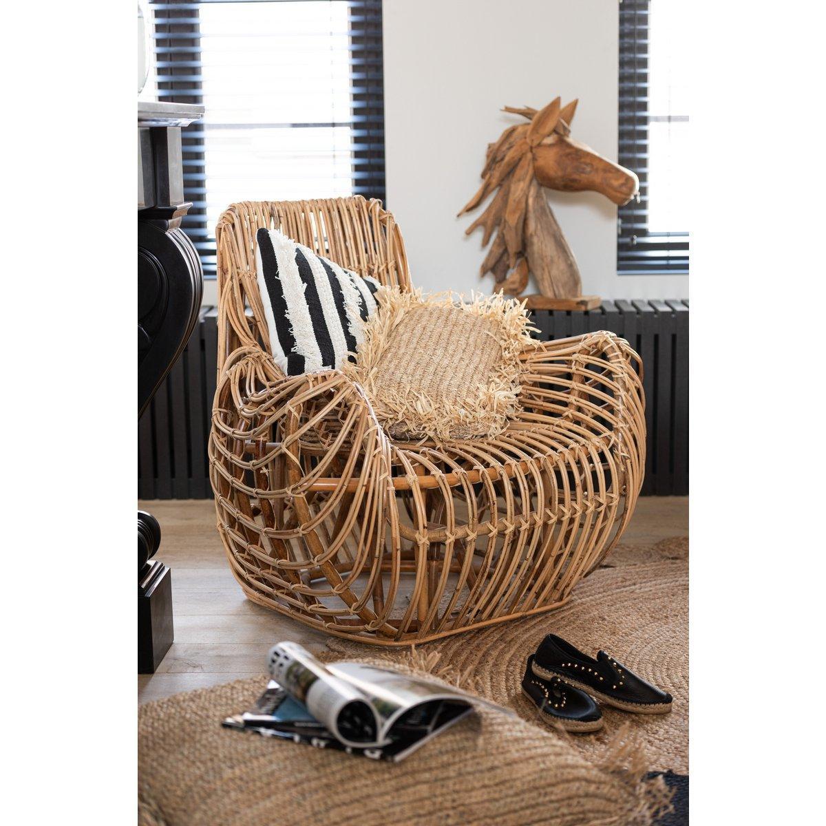 J-Line Kissen Square Raffia – Jute – Natur – klein