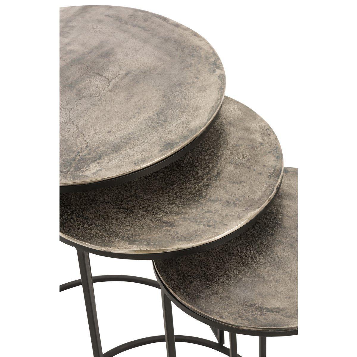 J-Line Beistelltisch Rund – Aluminium – Schwarz/Grau –