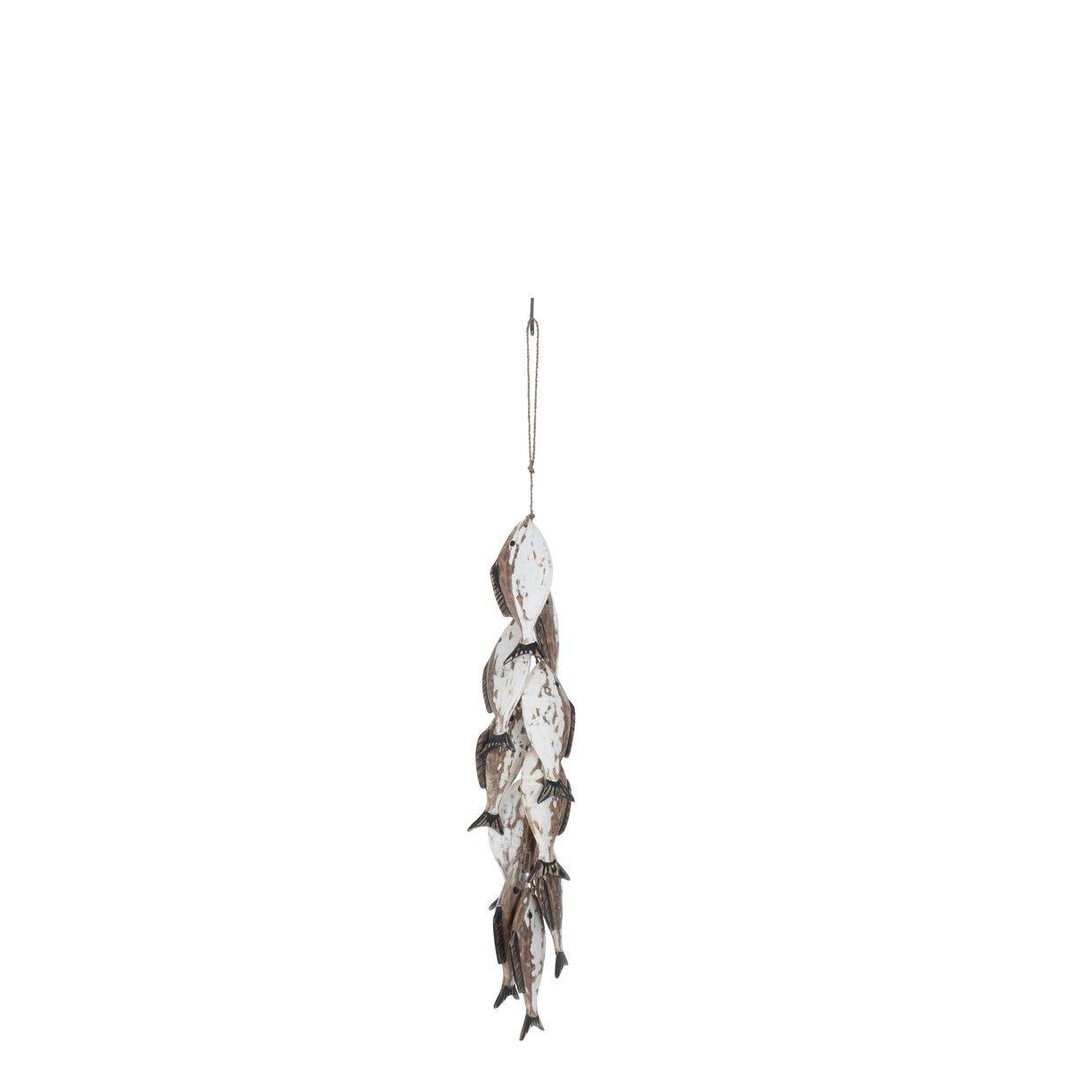 J-Line Pendelleuchte Fisch - Holz - Braun/Weiß