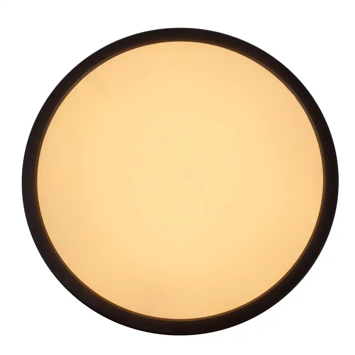 Die LED Deckenleuchte "CARLO" mit RGB-Backlight, Ø von 29,3 cm, klassisch-moderne Deckenleuchte aus schwarzem/weißem Kunststoff mit vielen Funktionen, z.B. Farbwechsler
