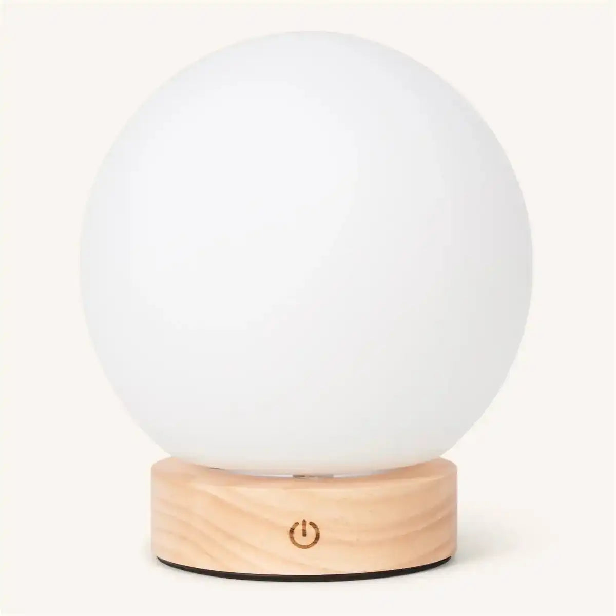 Flores hellbraune Holzlampe mit Glasbirne - wiederaufladbares und dimmbares kabelloses Licht