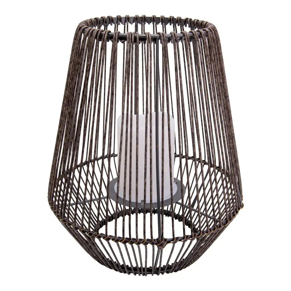 LED Solarleuchte "PLASTO" Ø 26 cm Außendeko aus braunem Metall und Kunststoff