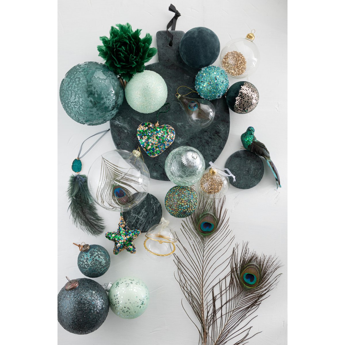 J-Line Weihnachtskugel Ready - Glas - antikes Azurblau - extra groß - 6 Stück