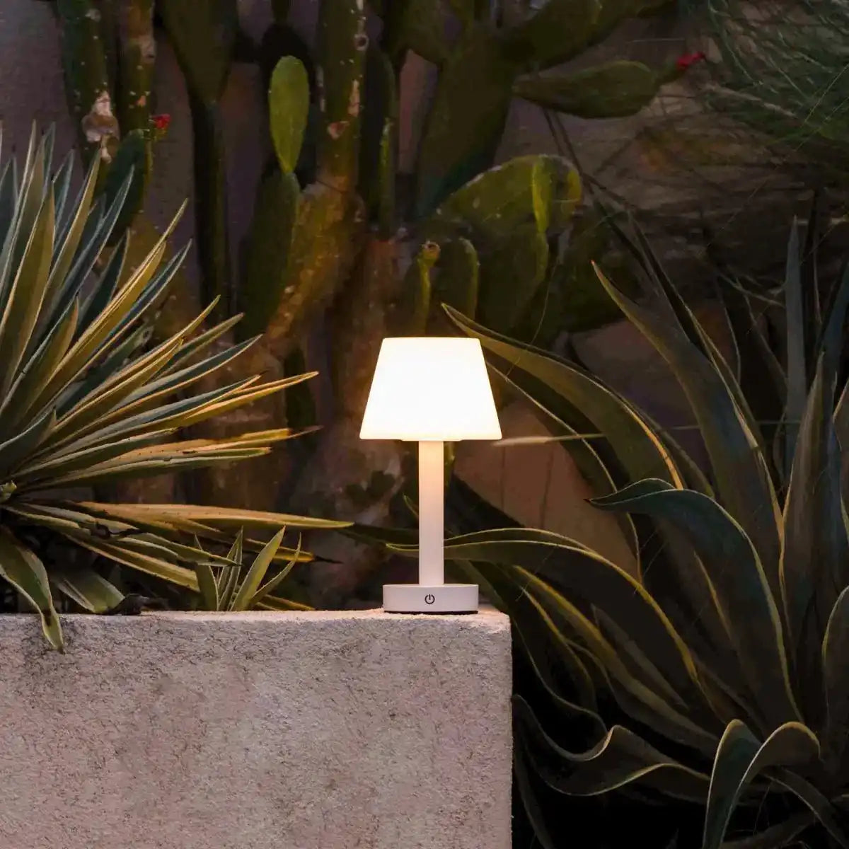 Zoë Weiße wiederaufladbare Tischlampe aus Holz | Kabellos, dimmbar, USB-C, 80-Stunden-Akku