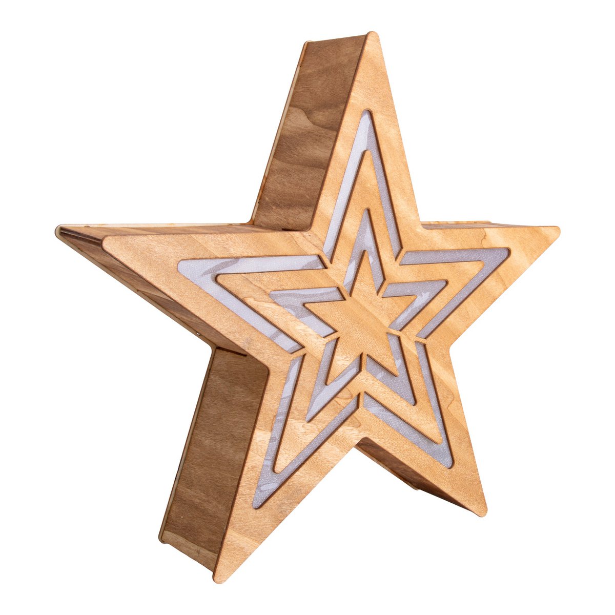 LED-Weihnachtsdeko "Stern" H: 33 cm - Weihnachtsartikel - Deko - Holz - natur - mit integrierter LED - Weihnachtsdekoration