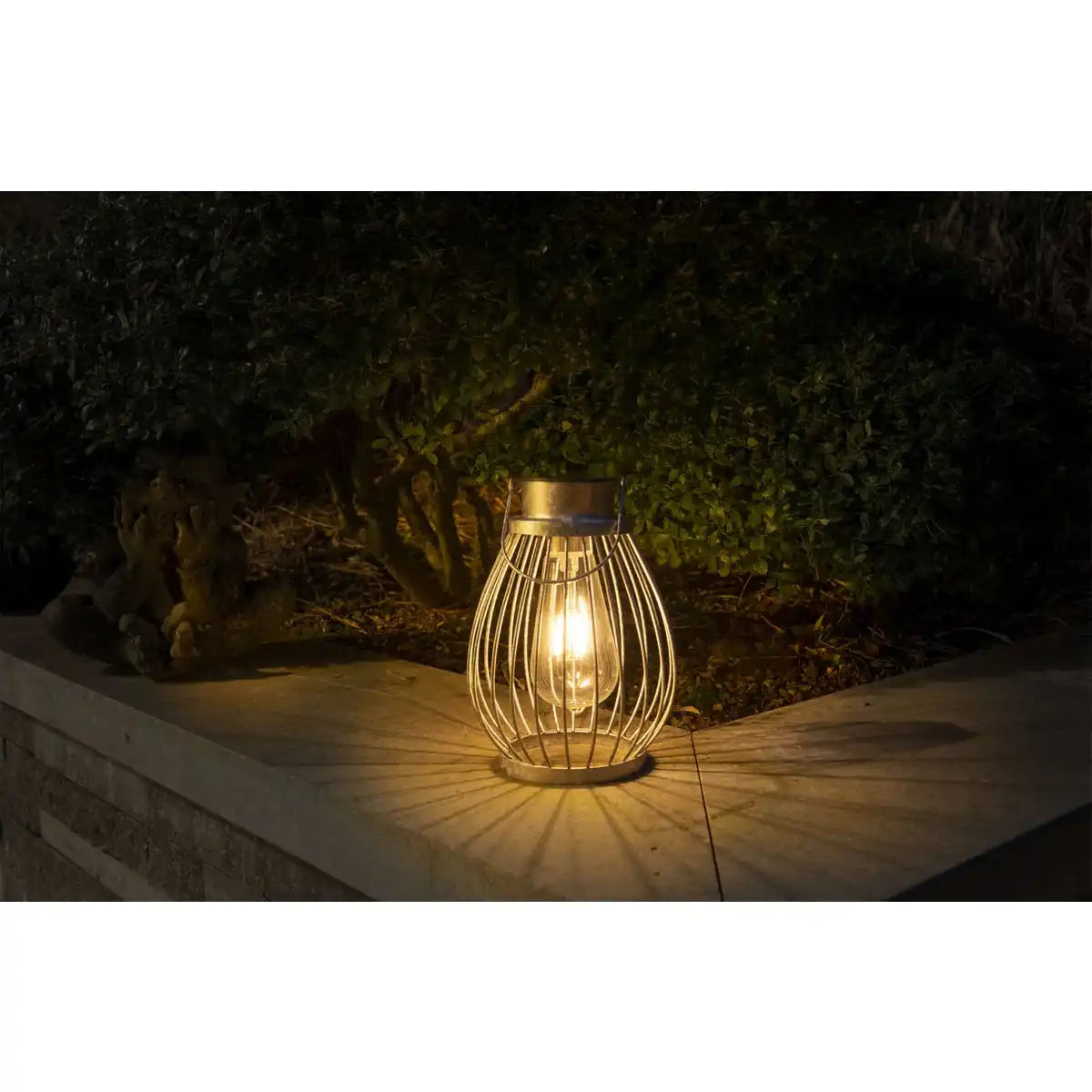 LED Deko-Solarleuchte 21,5 cm hoch, für Außen, aus Metall, Glas und Kunststoff, Silber, mit fest verbauter