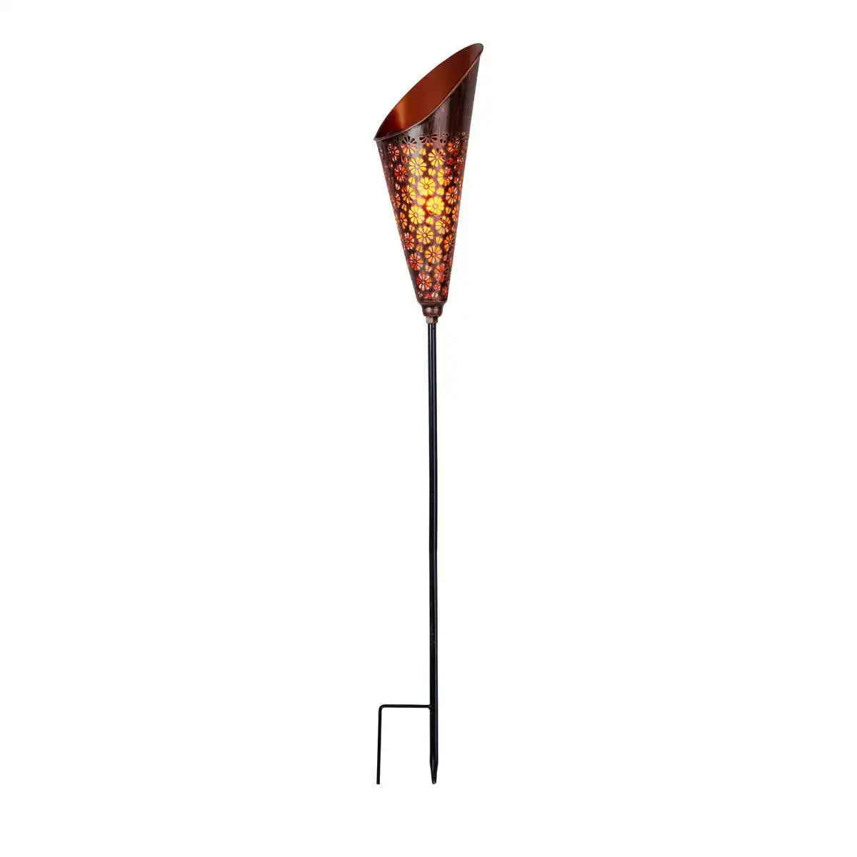 LED Solar-Erdspieß "TORCH" Außen-Erdspieß aus Metall und Kunststoff in Kupfer, mit integrierter LED