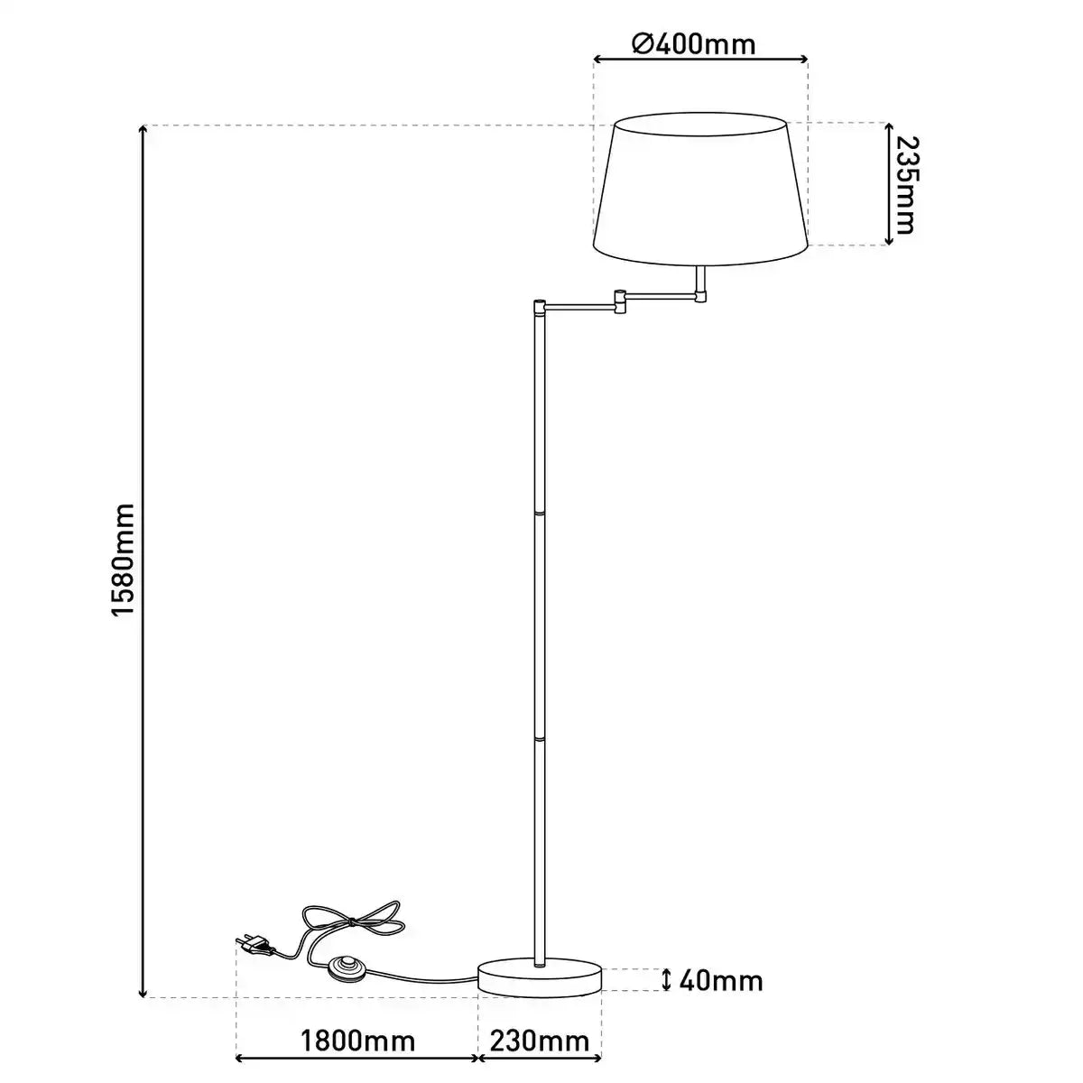 Stehleuchte "BOLOGNA" Höhe 158 cm aus Metall in mattem Messing, beiger Textilschirm, E27