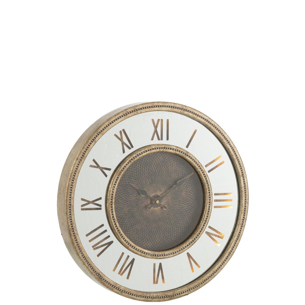 J-Line Spiegeluhr – Metall – Gold – LED-Leuchten – Ø 80 cm