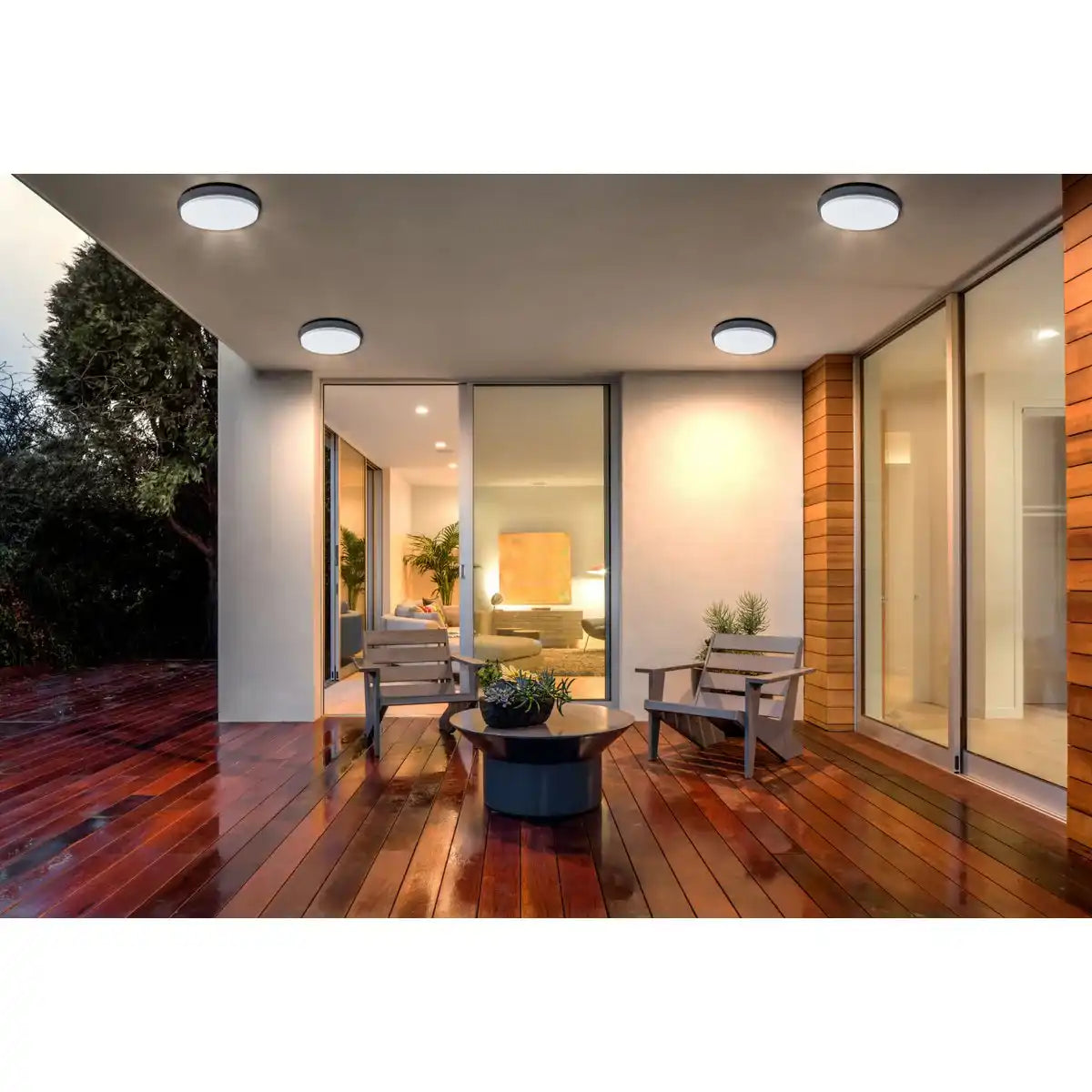 LED Außenwandleuchte "MIO" Ø 17,5 cm aus anthrazitfarbenem Metall und Kunststoff, IP54 für Eingang, Balkon, Terrasse