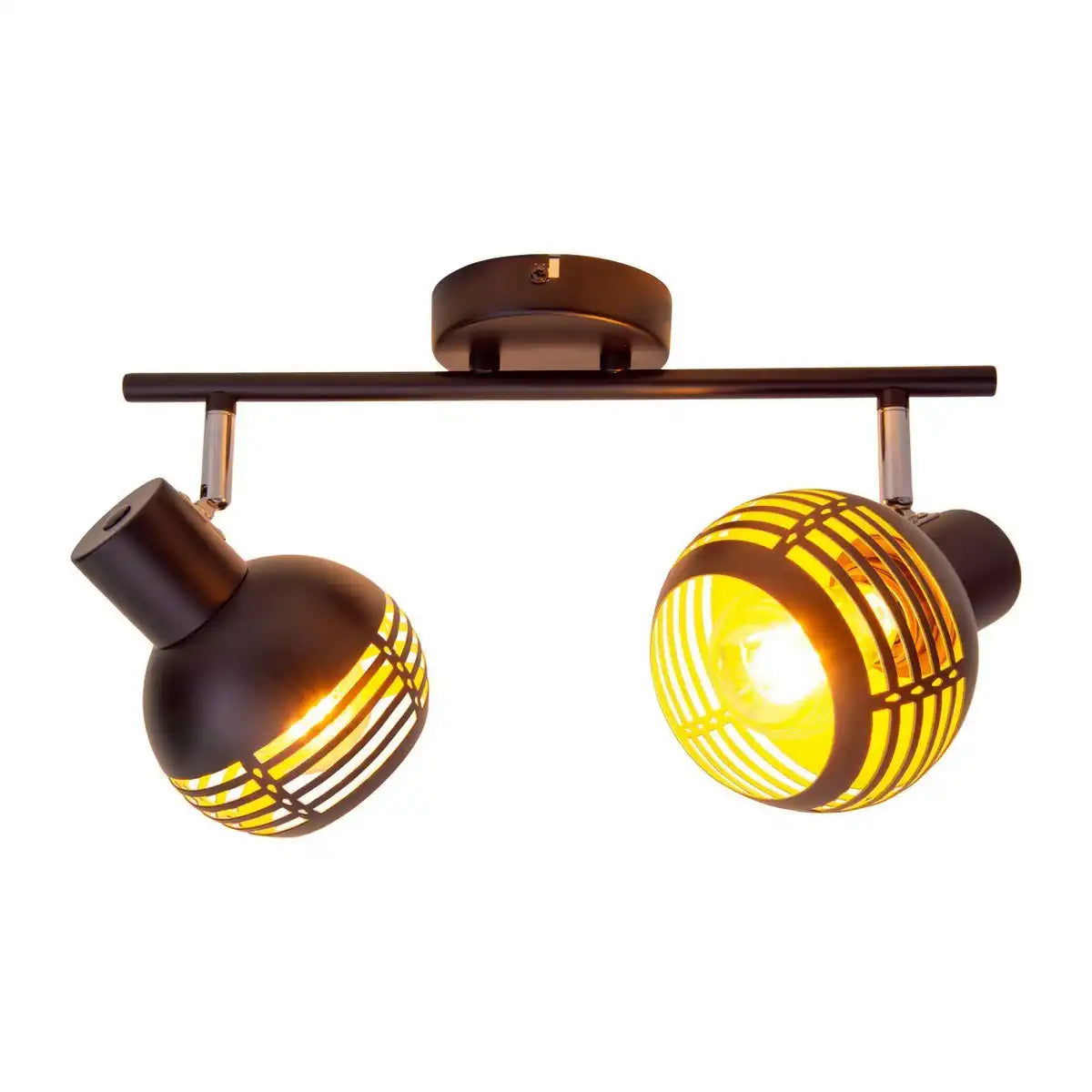 2er Wand- und Deckenleuchte Spot "CASCO" aus Metall in Schwarz, und Gold, mit E27-Fassung, 36 x 12 x 15 cm. Stilvolle Beleuchtung für Wohnzimmer, Esszimmer oder Küche.