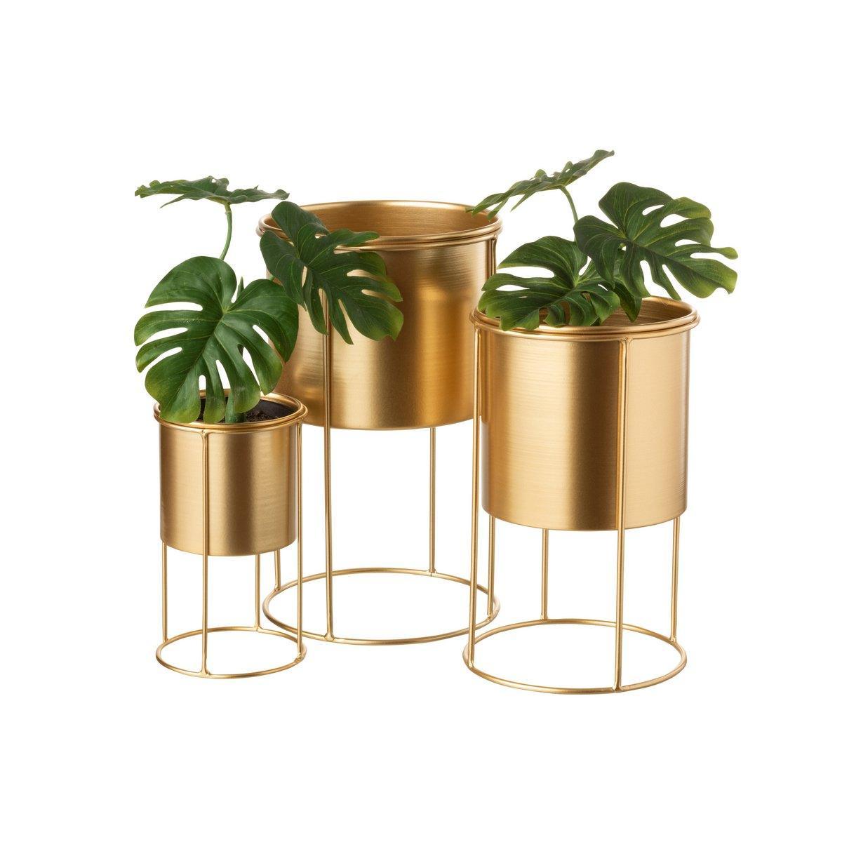 J-Line Blumentopf auf Fuß - Metall - Gold - groß - Ø 18,00 cm