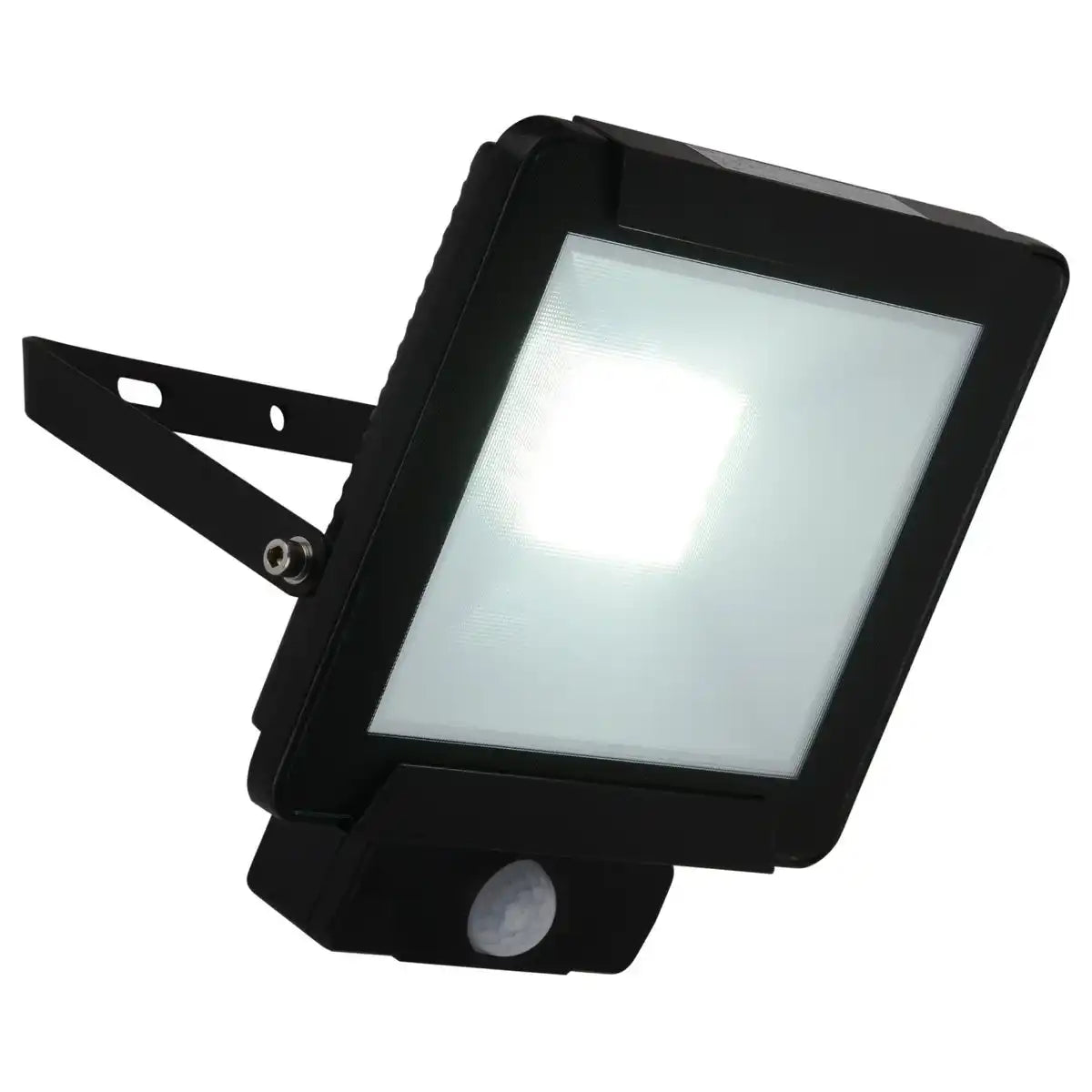 LED-Außenleuchte "Radia" 30W mit Sensor, aus Metall und Glas in Schwarz, mit integrierter LED