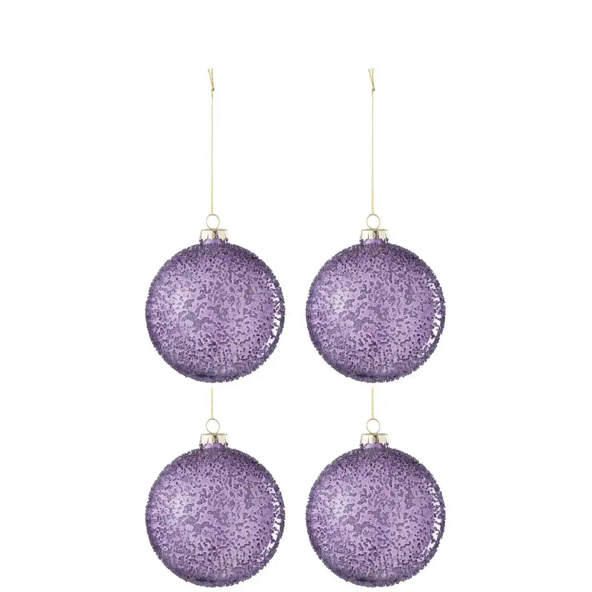 J-Line Box mit 4 Weihnachtskugel-Perlen aus Glas, Mauve, klein