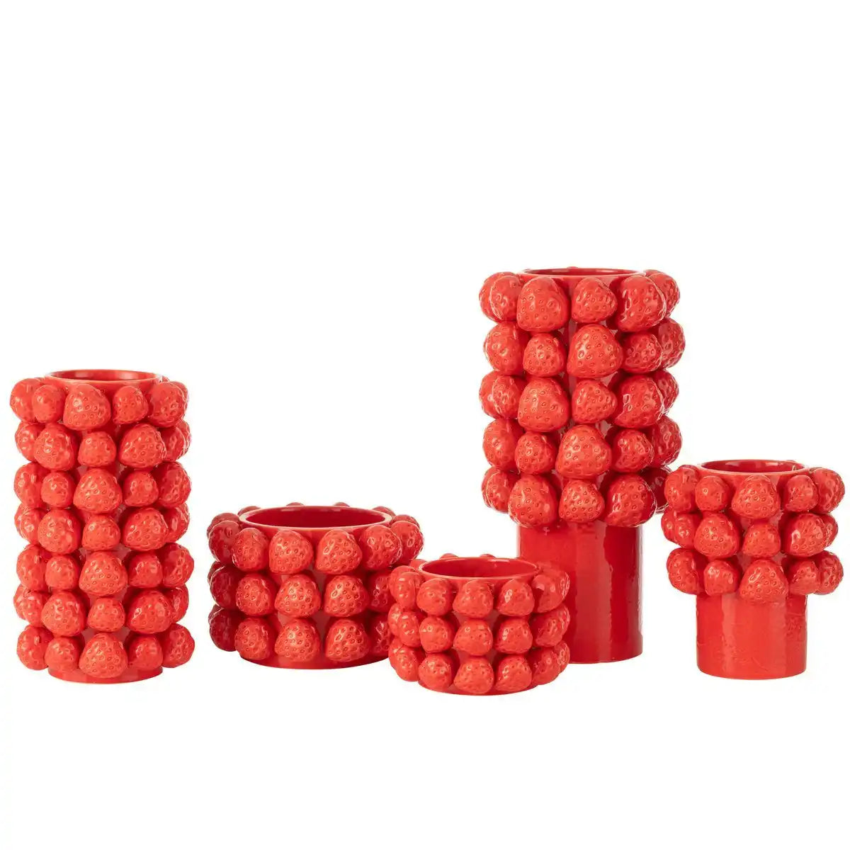J -Line Vase Erdbeeren - Keramik - Rot - groß - 34,5 cm hoch