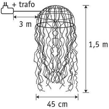 Kronleuchter Qualle mit klassischer weißer LED-Beleuchtung – H150 x Ø45 cm – Silber