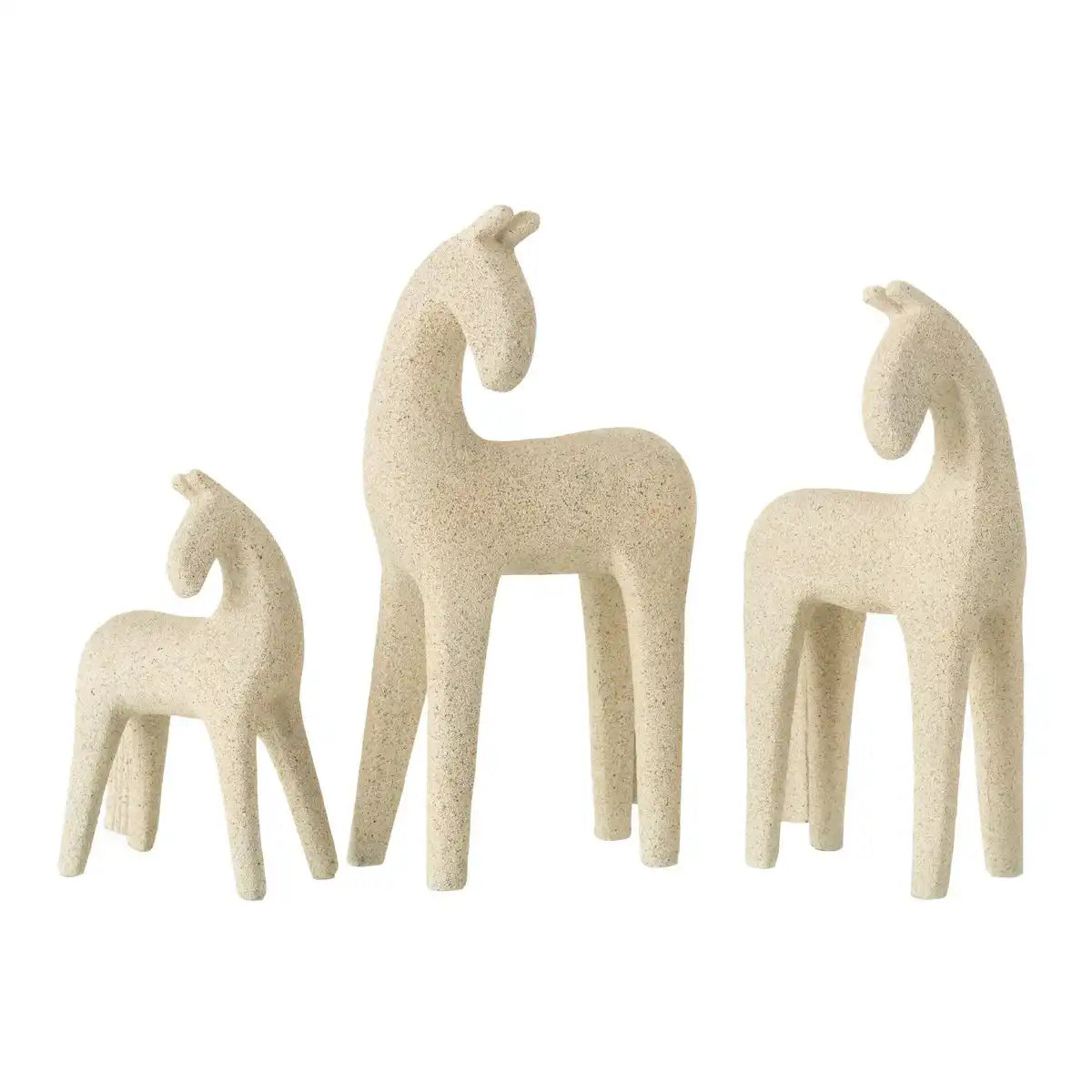 J -Line Decoration Horse Modern - Polyresin - Beige - Set von 7