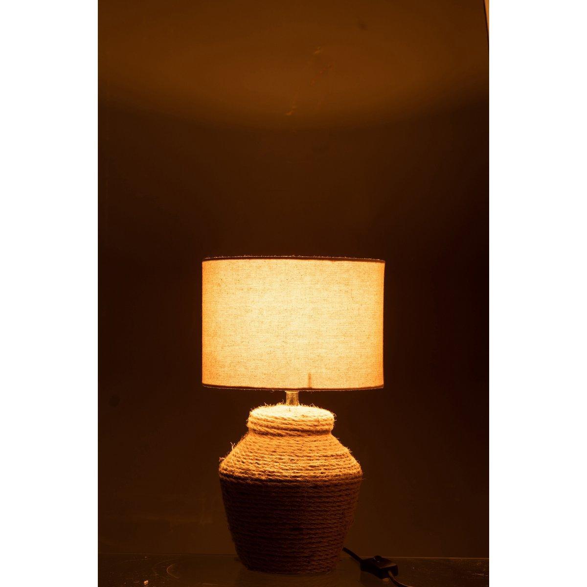 J-Line Lampe Meli + Shade - Keramik/Leinen - Braun - klein