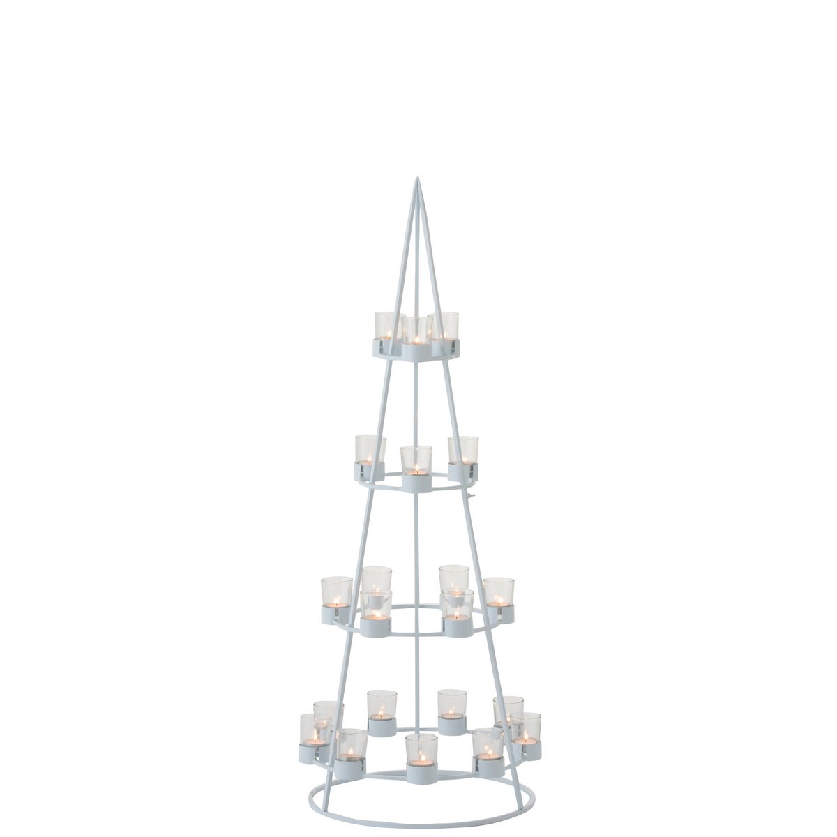 Teelichthalter Boom 21 - Metall/Glas - Weiß