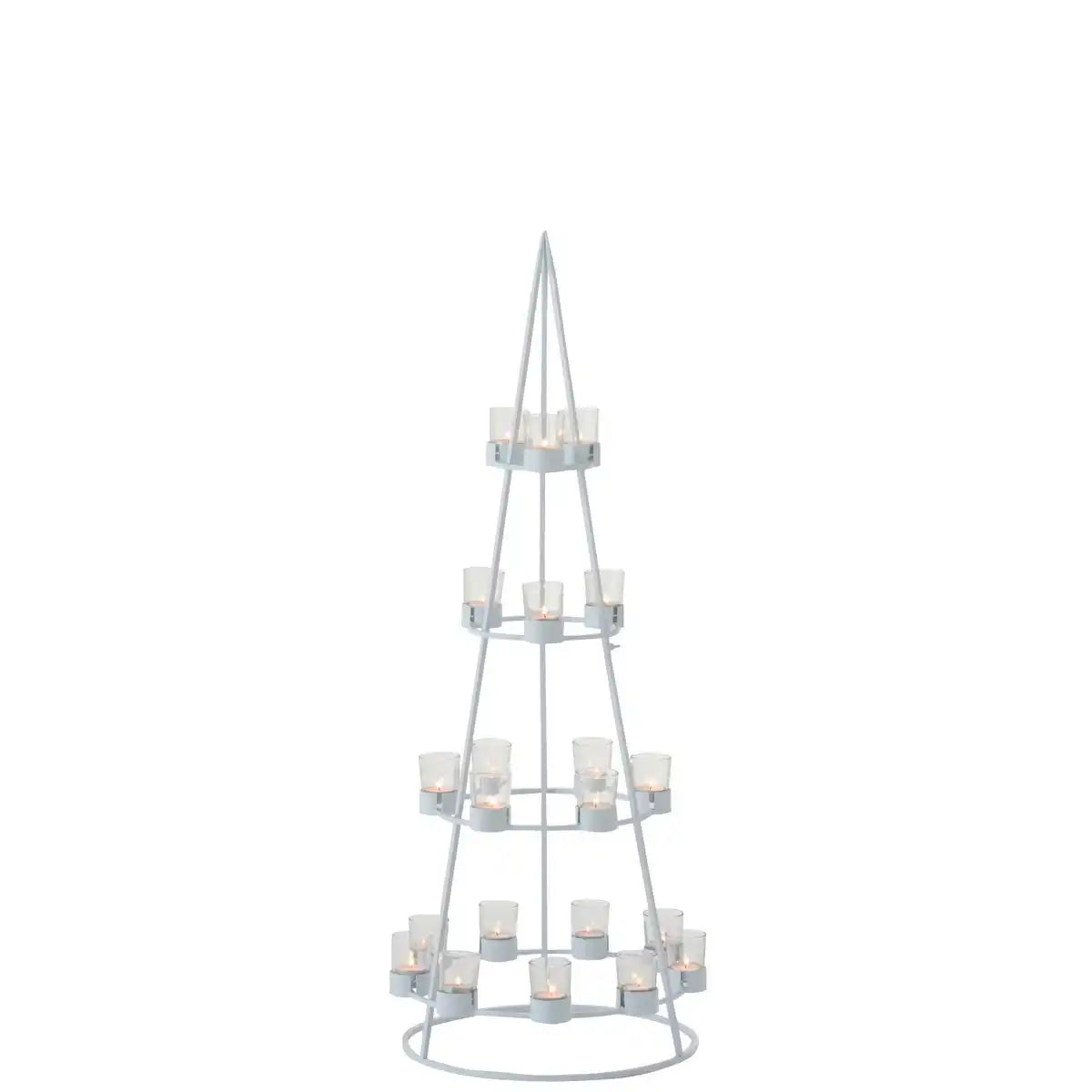 Teelichthalter Boom 21 - Metall/Glas - Weiß